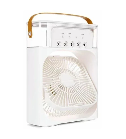 Mini Hava Soğutucu, Taşınabilir Hortumsuz Portatif Klima, Mobil Sulu Klima, 3 Rüzgar Hızı, 3 Sis Modu, Taşınabilir Buzlu Vantilatör 5 Sprey Delikli ile Renkli LED Işıklı Siyah Renk - 6