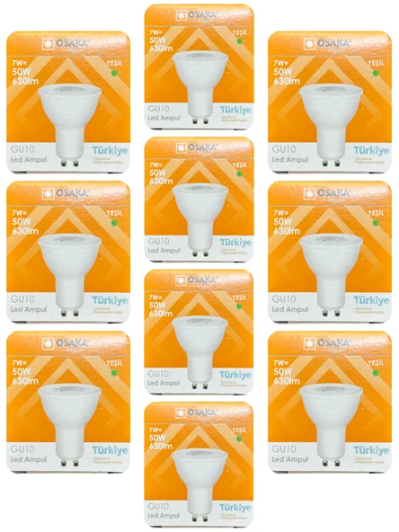 (10 Adet) Osaka 7W Yeşil Işık GU10 Duylu Led Çanak Ampul ürün görseli