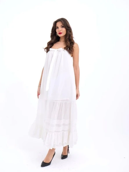 6847 ELBİSE-BEYAZ - 2