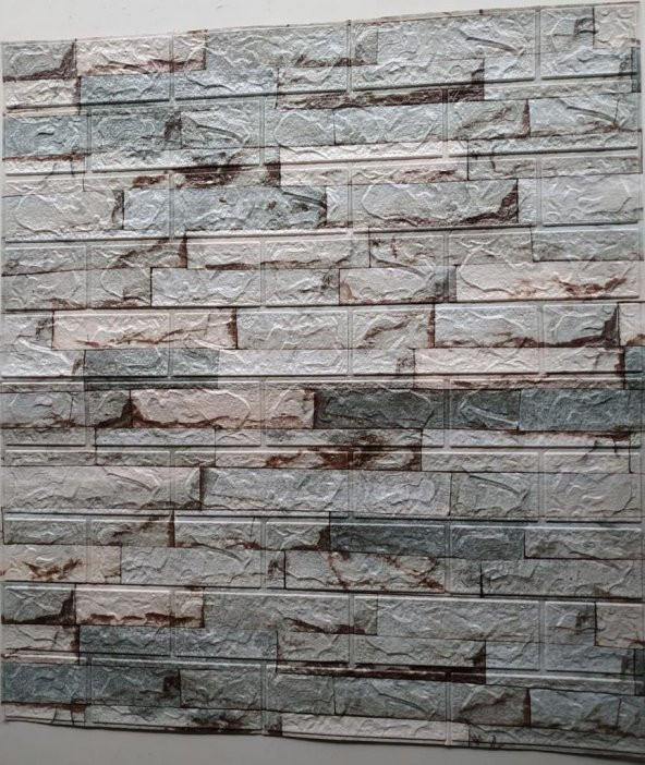 Renkli Duvarlar 10 Adet 70-77cm Taş Desen Yapışkanlı Duvar Kağıdı Panel NW117 - 2