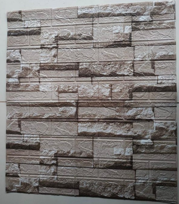 Renkli Duvarlar 10 Adet 70-77cm Taş Desen Yapışkanlı Duvar Kağıdı Panel NW116 - 5