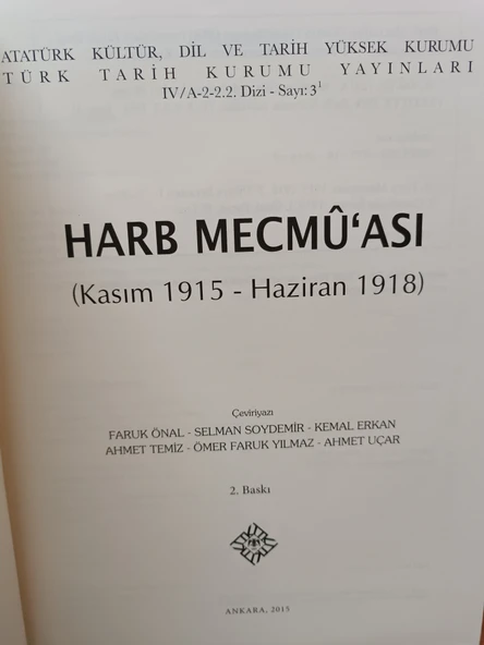 HARB MECMU'ASI,KASIM 1915 HAZİRAN 1918 - ( Ciltli ) - 2