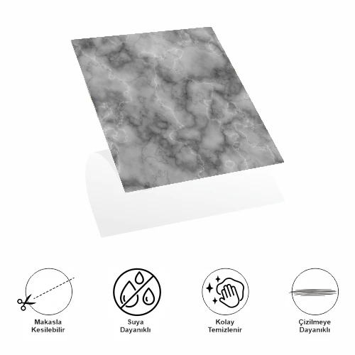 DecoHandy  Pvc Duvar Karosu 30x30cm 4'lü Paket - Mermer Desenli Siyah 0,36m2 - 2