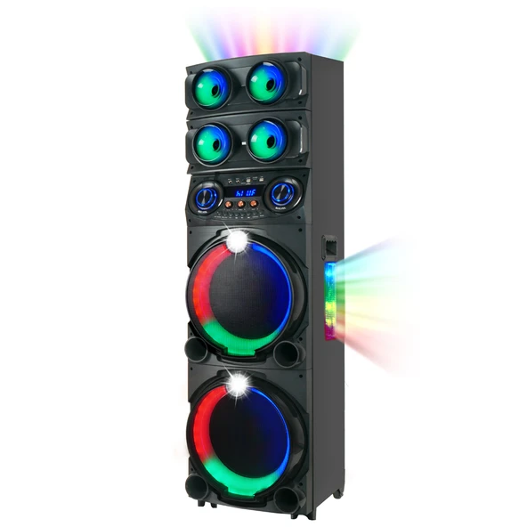 GD-2126 Dijital LED Göstergeli FM Radyolu Mikrofonlu RGB TWS Çift 12 inç Stereo Bass Kablosuz Karaoke Hoparlör - 4