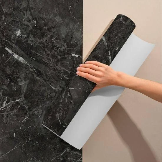 Siyah Mermer Desenli Yapışkanlı Kaplama Kağıdı 5 Metre - 5