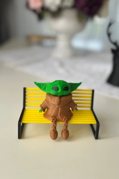 Sevimli Oturan Grogu (Baby Yoda) Figürü - Masaüstü Dekoratif Süs (8x7 cm)-BANK DAHİL DEĞİLDİR - 2