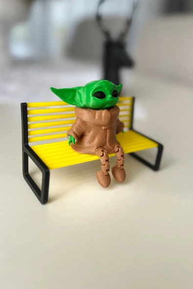 Sevimli Oturan Grogu (Baby Yoda) Figürü - Masaüstü Dekoratif Süs (8x7 cm)-BANK DAHİL DEĞİLDİR - 3