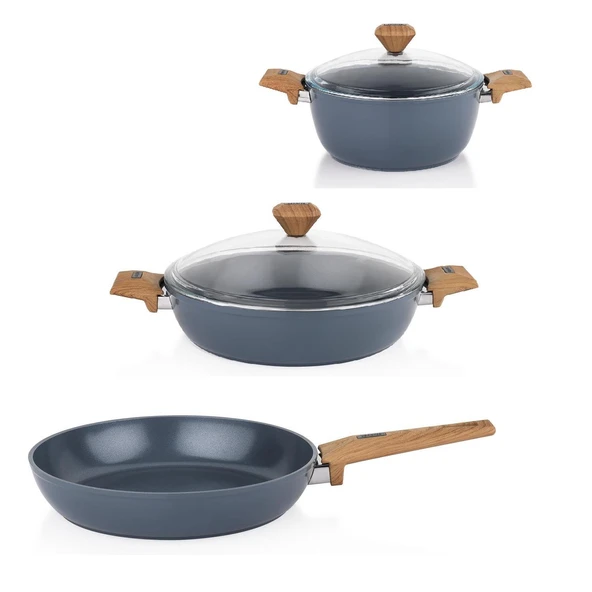Seramik Tencere Tava Seti 24 CM Karnıyarık 24 cm Tava ve 20 CM Derin Tencere Sc ha fer