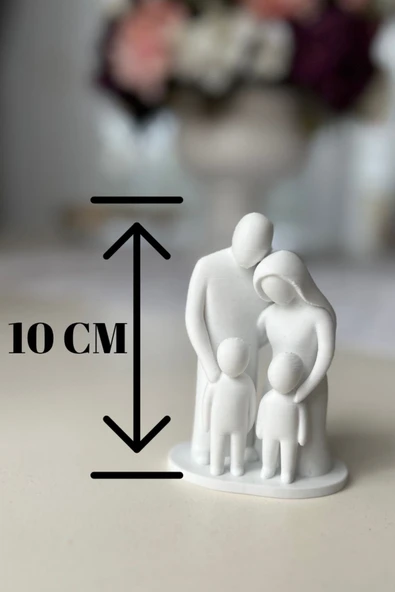 Aşk ve Birlik Temalı Aile Heykeli - Dekoratif Anneler Günü Babalar Günü Hediyesi (10x7 cm) - 4