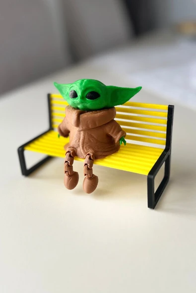 Sevimli Oturan Grogu (Baby Yoda) Figürü - Masaüstü Dekoratif Süs (8x7 cm)-BANK DAHİL DEĞİLDİR