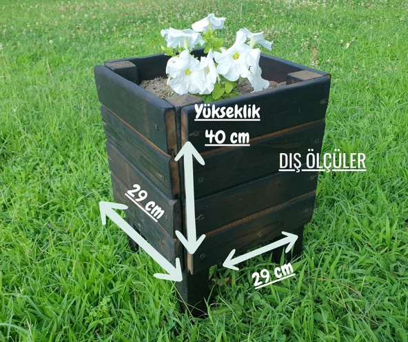 Wood&Pot Dış Mekan Orta Boy Saksı - 29x29x40 - 3