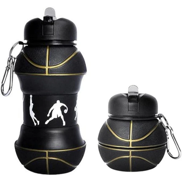 Basketbol Topu Tasarımlı Akordiyon Su Şişesi - 1