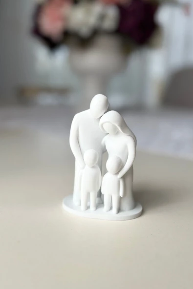 Aşk ve Birlik Temalı Aile Heykeli - Dekoratif Anneler Günü Babalar Günü Hediyesi (10x7 cm) - 2