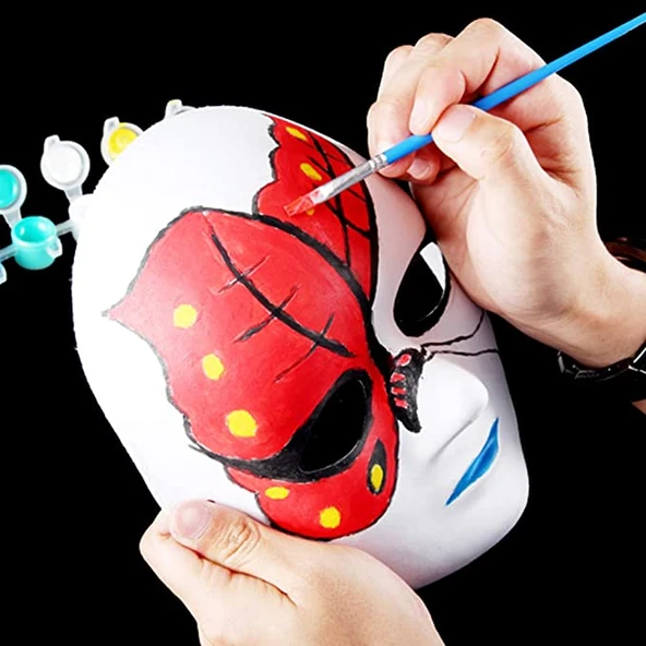 Beyaz Renk Boyanabilir Anonim Tam Yüz Cosplay Maske 24x18 cm - 2