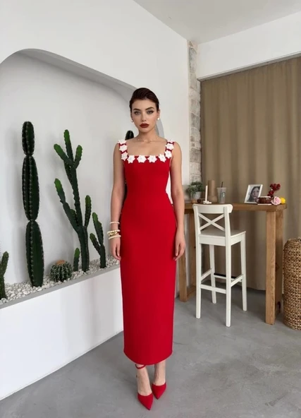 Mıng Çiçek Detaylı Elbise - 6