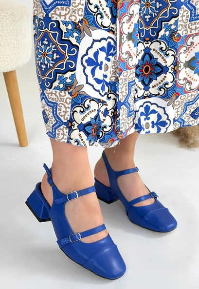 Doran Mavi Cilt Topuklu Ayakkabı ürün görseli