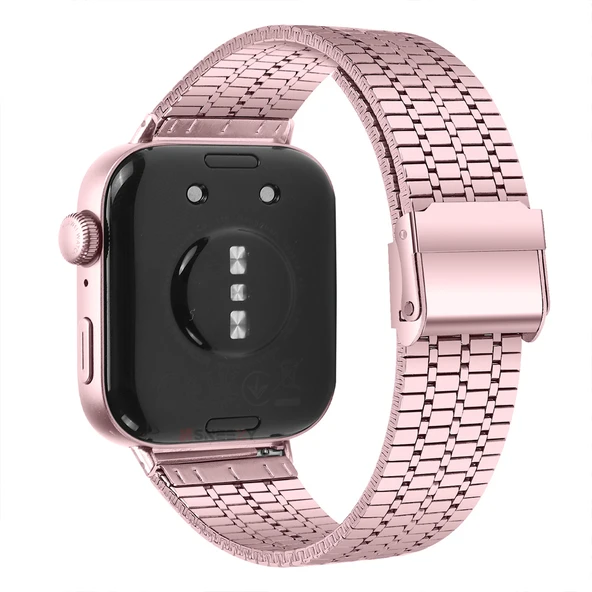 Huawei Watch Fit 4 Fit 4 Pro İle Uyumlu Lux Correa Paslanmaz Ayarlanabilir Metal Tokalı Kordon  Pembe - 2