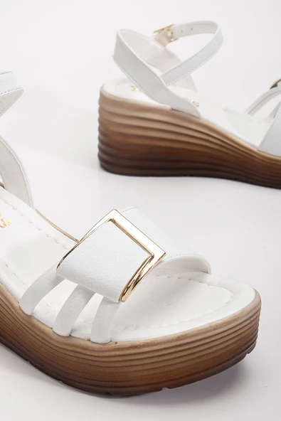 Olmo Kadın Beyaz Cilt Günlük Ortopedik Taban Sandalet - 4