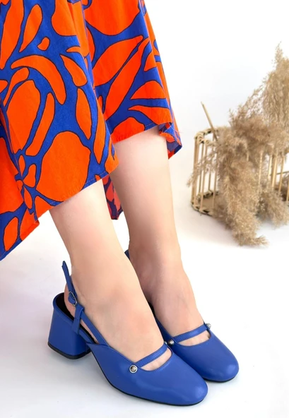 Jecci Mavi Cilt Topuklu Ayakkabı ürün görseli