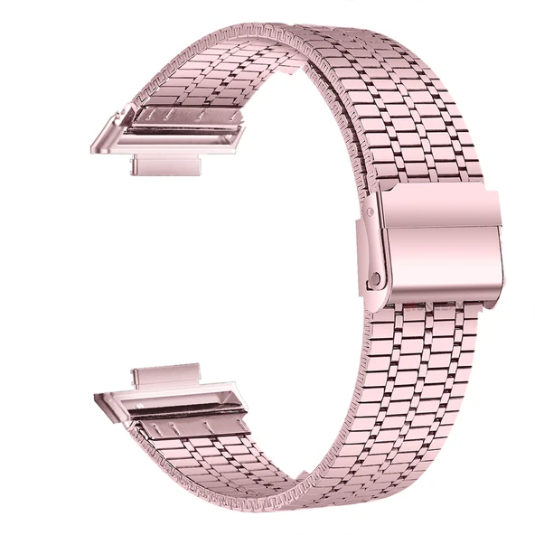 Huawei Watch Fit 4 Fit 4 Pro İle Uyumlu Lux Correa Paslanmaz Ayarlanabilir Metal Tokalı Kordon  Pembe - 4