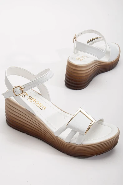 Olmo Kadın Beyaz Cilt Günlük Ortopedik Taban Sandalet - 3