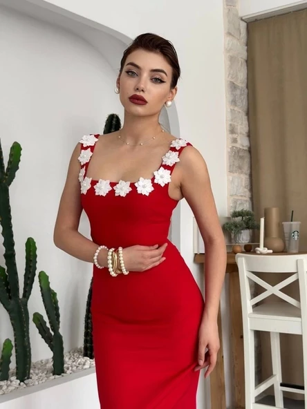 Mıng Çiçek Detaylı Elbise - 5