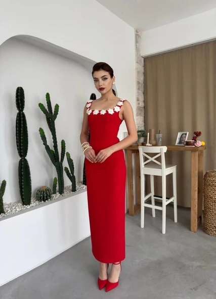 Mıng Çiçek Detaylı Elbise - 8