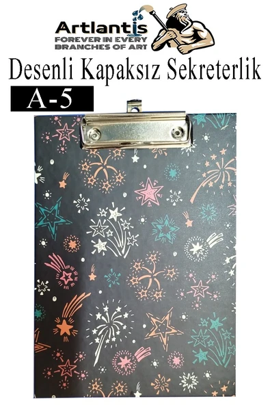 Desenli Sekreterlik Kapaksız A5 1 Adet Renkli A5 Kapaksız Sekreterlik Klipsli Metal Mekanizmalı 80 Yaprak Kapasiteli - 7