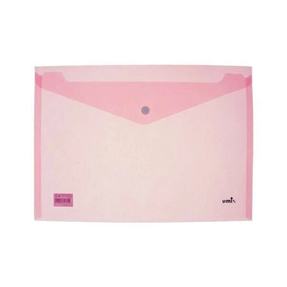 Umix Çıtçıtlı Zarf Dosya Şeffaf Pembe