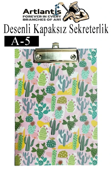 Desenli Sekreterlik Kapaksız A5 1 Adet Renkli A5 Kapaksız Sekreterlik Klipsli Metal Mekanizmalı 80 Yaprak Kapasiteli - 5