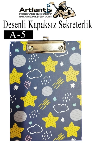 Desenli Sekreterlik Kapaksız A5 1 Adet Renkli A5 Kapaksız Sekreterlik Klipsli Metal Mekanizmalı 80 Yaprak Kapasiteli - 6