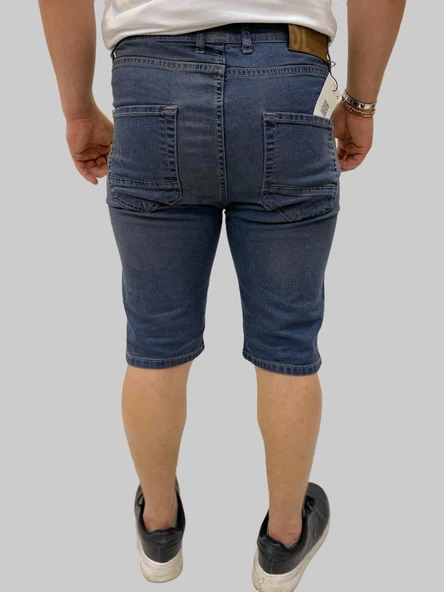Erkek Sers Denim Pamuklu Slim Fit Füme Kot Kapri - 3
