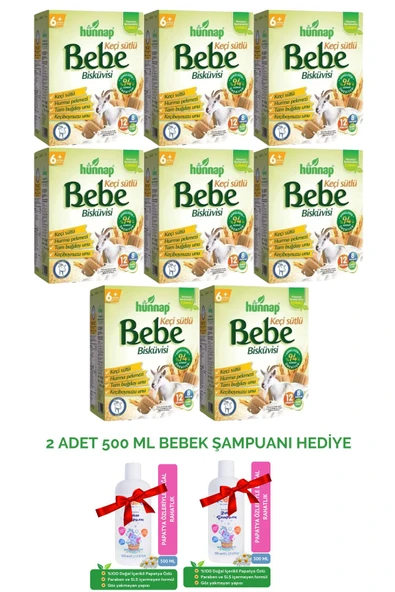 Hünnap Keçi Sütlü Ve Vitaminli Bebe Bisküvisi 8 Adet x 400 gr ( 500 ml Bebek Şampuanı Hediyeli )