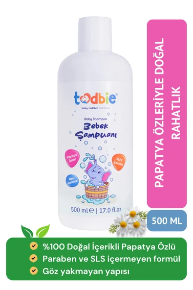 TODBİE 500 ml Bebek Ve Çocuk Şampuanı,saç&vücut,göz Yakmaz,alkolsüz,parabensiz,konak Önleyici,sles Içermez