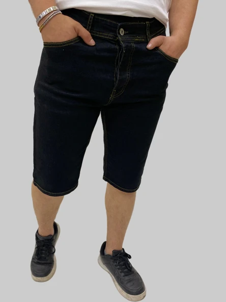 Erkek Sers Denim Pamuklu Slim Fit Siyah Kot Kapri