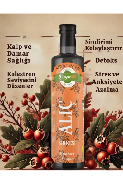 ORGATAT 500 ml Alıç Sirkesi Doğal Fermantasyon Hawthorn Vinegar - 2