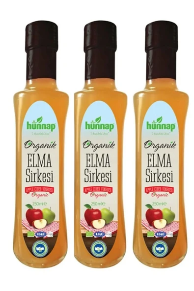 Hünnap 250 ml x 3 Adet Organik Elma Sirkesi