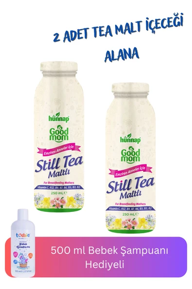 Hünnap 250 ml 2 Adet Good Mom Still Tea Maltlı Emziren Anneler için İçecek 500 ml Bebek Şampuanı Hediyeli