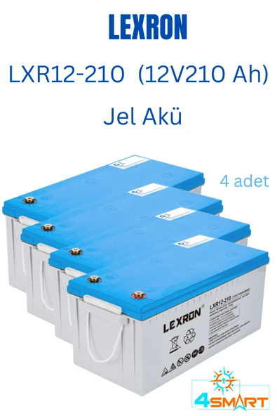 Lexron 4'lü Lxr12-210 (12V210AH/20HR) Jel Akü ( Karavan Yaşam Ve Bağ Bahçe )