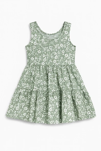 Çiçekli Kız Çocuk Elbise - Resim 4
