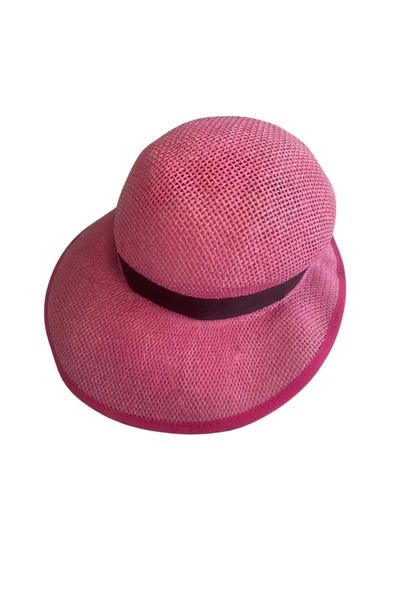 TODBİE Kız Çocuk Pembe Siyah Kumaş Çemberli Şapka 57 Cm % 100 Polyester