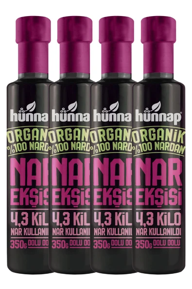 Hünnap Organik Nar Ekşisi 350 Gr x 4 Adet