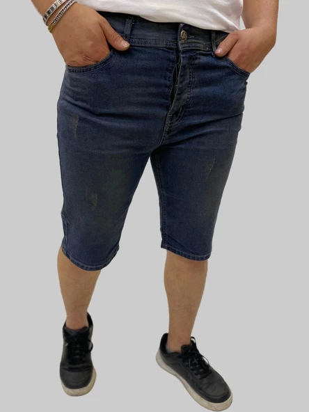 Erkek Sers Denim Pamuklu Slim Fit Füme Kot Kapri