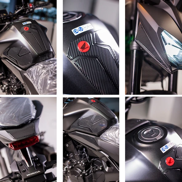 Honda Hornet 750 2025 ile Uyumlu Kaydırmaz 6D Karbon 20 Parça Tank Pad Seti GC42 - Resim 3