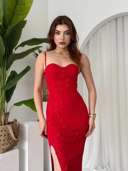 Stor Gül Detaylı Elbise - 5