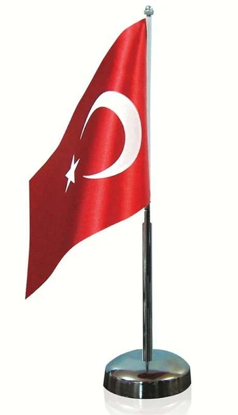 Vatan Bayrak Direği Masa Üstü Tekli Krom - 2