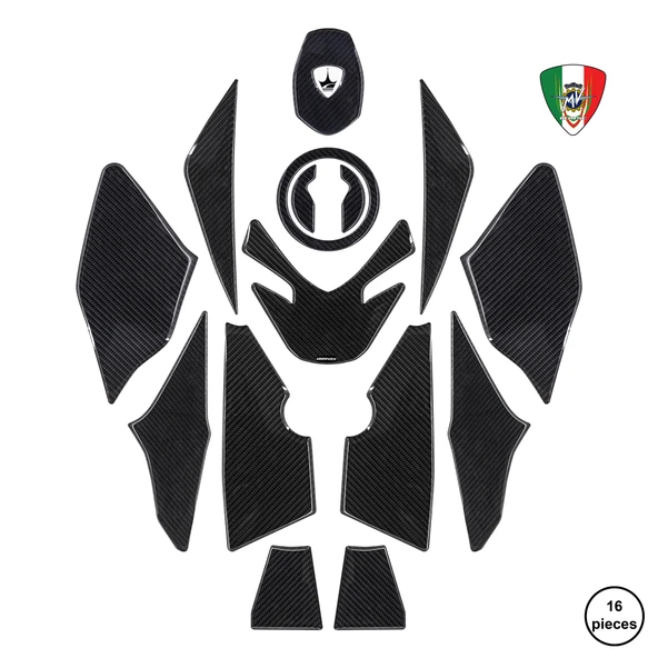 MV Agusta Turismo Veloce ile Uyumlu Kaydırmaz 6D Karbon 16 Parça Tank Pad Seti GC38 ürün görseli