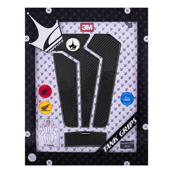 Honda Hornet 750 2025 ile Uyumlu Kaydırmaz 6D Karbon 20 Parça Tank Pad Seti GC42 - Resim 2