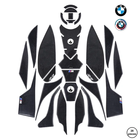 BMW S1000RR 2024-2025 ile Uyumlu Kaydırmaz 6D Karbon 28 Parça Tank Pad Seti GC43 ürün görseli