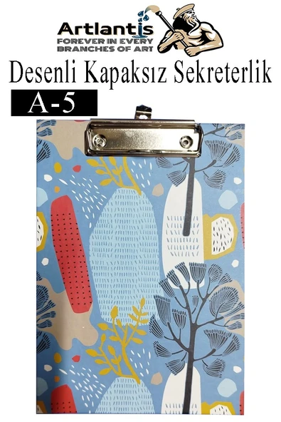 Desenli Sekreterlik Kapaksız A5 1 Adet Renkli Desenli A5 Sekreterlik Klipsli Metal Mekanizmalı 80 Yaprak Kapasiteli - 8